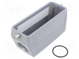Enclosure: for rectangular connectors; size 8; for cable; angled