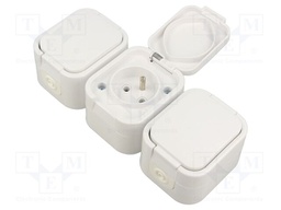 Connector: AC supply; socket; 2P+PE; 250VAC; 16A; grey; wall mount
