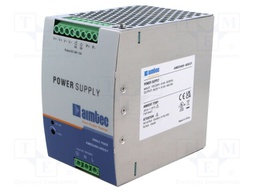 Power supply: switched-mode; for DIN rail; 480W; 48VDC; 10A; 3kV