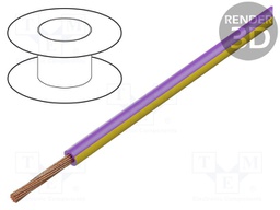 Wire; LgY; stranded; Cu; 1mm2; violet-yellow; PVC; 300/500V; 100m