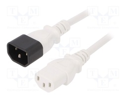 Cable; 3x1mm2; IEC C13 female,IEC C14 male; PVC; 5m; white; 10A
