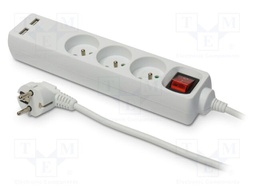 Mains; Schuko; Sockets: 5; CEE 7/5 (E) socket,CEE 7/7 (E/F) plug