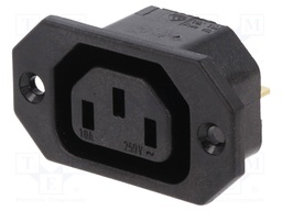 Connector: AC supply; socket; female; 10A; 250VAC; IEC 60320