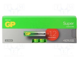 Battery: alkaline; AAA; 1.5V; non-rechargeable; 12pcs.