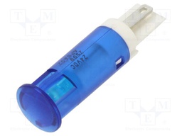 Indicator: LED; flat; blue; Ø10mm; QS; for soldering,connectors