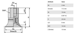 Component: suction cup; Man.series: PFYN; Mounting: G1/8-IG; 5.8g