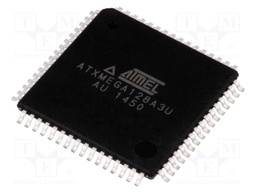 AVR microcontroller; EEPROM: 2kB; SRAM: 8kB; Flash: 128kB; TQFP64