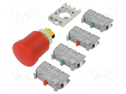 Switch: push-button; 22mm; Stabl.pos: 2; NC x2 + NO x2; red; none