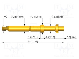Test needle; Spring compression: 4mm; 5mm; 8A; CuBe; gold-plated
