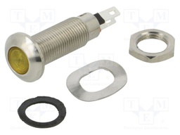 Indicator: LED; flat; 48VDC; Cutout: Ø8.1mm; IP67; stainless steel