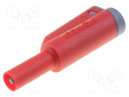 Connector: 4mm banana; plug; 36A; 1kVAC; red; insulated; 56mm; screw