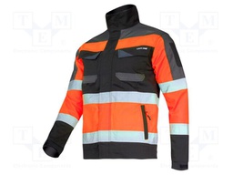 Work jacket; Size: XXXL; black-orange; warning,slim-fit; 270g/m2