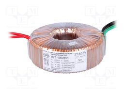 Transformer: toroidal; 100VA; 230VAC; 12V; 24V; 4.16A; 2.08A; 1.1kg