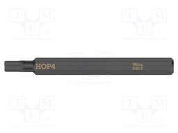 Screwdriver bit; Hex Plus key; HEX 4mm; Overall len: 70mm