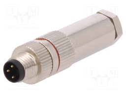 Connector: M8; male; PIN: 3; for cable; plug; 3A; 60V; IP67