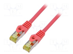 Patch cord; S/FTP; 6a; stranded; Cu; LSZH; red; 2m; 27AWG; Cores: 8