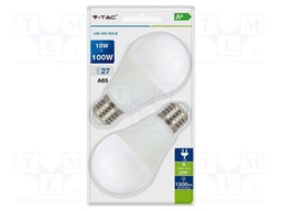LED lamp; white cold; E27; 220÷240VAC; 1500lm; P: 15W; 200°; 6400K