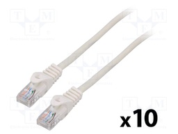 Patch cord; U/UTP; 5e; stranded; CCA; PVC; white; 2m; 26AWG; Cores: 8