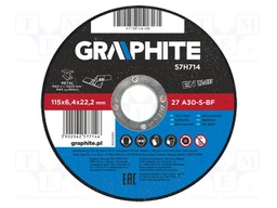 Grinding wheel; Ø: 115mm; Øhole: 22.2mm; Disc thick: 6.4mm; metal