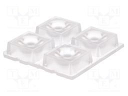 LED lens; square; transparent; 44÷69°; H: 8.5mm; Ømount.hole: 3.4mm
