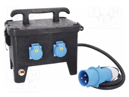 Electric switchboard; 3G6mm2; Sockets: 4; rubber; black; 2m; 32A