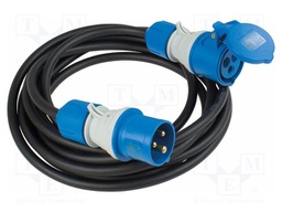 Extension lead; 3G2.5mm2; Sockets: 1; rubber; black; 5m; 16A