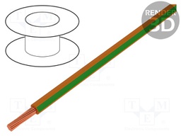 Wire; LgY; stranded; Cu; 1mm2; orange-green; PVC; 300/500V; 100m