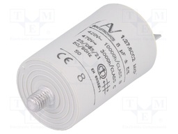 Capacitor: motors, run; 8uF; 420VAC; Ø35x56.5mm; -25÷85°C; ±5%
