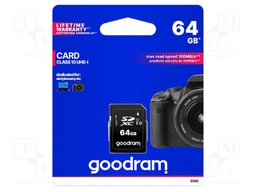 Memory card; SD XC; 64GB; Read: 100MB/s; Write: 10MB/s; UHS I