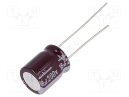 Capacitor: electrolytic; THT; 18uF; 200VDC; Ø10x12.5mm; Pitch: 5mm