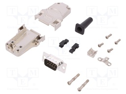 D-Sub; PIN: 9; plug; male; shielded; soldering; for cable; black
