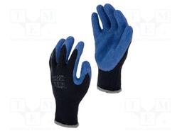 Protective gloves; Size: 9; blue; acrylic,latex; furlined; tag