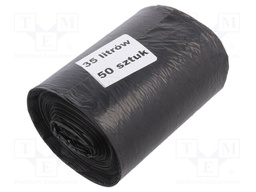 Trash bags; 50pcs; LDPE; Colour: black; 35l