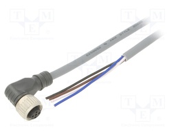 Connection lead; PIN: 4; angled; 5m; M12; 250VAC; 4A; Cores: 4; PUR