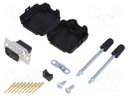 D-Sub; PIN: 9; plug; male; crimped; for cable; black
