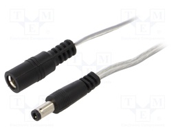 Cable; DC 5,5/2,5 plug,DC 5,5/2,5 socket; straight; 0.5mm2; 2m