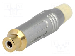 Plug; RCA; female; straight; soldering; grey; gold-plated; 3÷7mm