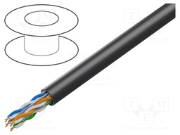 Wire; U/UTP; 6; outdoor; solid; Cu; 4x2x23AWG; polyetylene; black