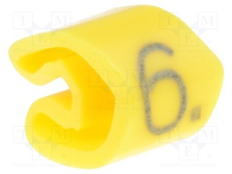 Markers for cables and wires; Label symbol: 6; 3÷5mm; PVC; yellow