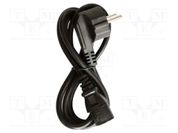 Connection cable; black; 10A; SCHUKO plug,IEC plug,angled; 250V