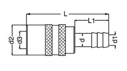 Quick connection coupling; straight,with valve; 15bar; Seal: FPM