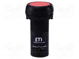 Switch: push-button; 22mm; NC + NO; red; IP65; flat; E; Pos: 2; 230VAC
