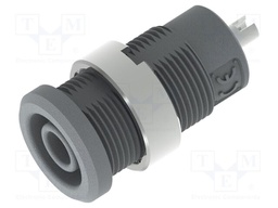 Connector: 4mm banana; socket; grey; soldered; insulated