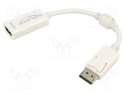 Adapter; DisplayPort plug,HDMI socket; 0.12m; white; white
