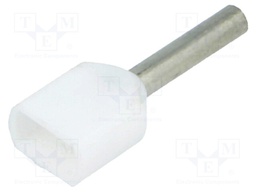 Bootlace ferrule; insulated,double; copper; 0.5mm2; 8mm; tinned