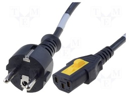 Cable; CEE 7/7 (E/F) plug,IEC C13 female; 3m; with locking; PVC