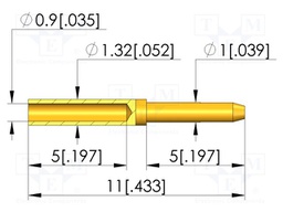 Test plug; L: 11mm; test needles; Dim: Ø0.9x11mm; plug