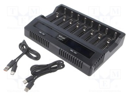 Charger: microprocessor-based; Li-Ion,Ni-MH; Cells quantity: 8