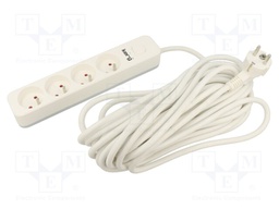Extension lead; Sockets: 4; PVC; white; 3x1,5mm2; 10m; 16A