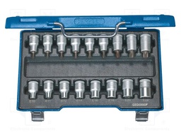 Kit: socket bits; case; Torx®; Torx®; Kit: socket bits; 1/2"; 17pcs.